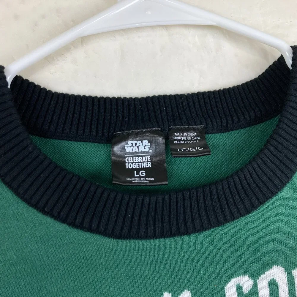 Star Wars Christmas Sweater Mens Sz M/ L The Mandalorian Yoda Green‎ Holiday